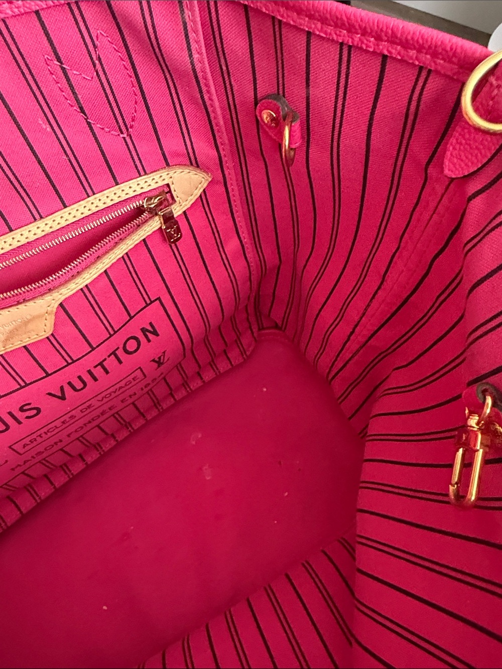 Louis Vuitton Monogram Canvas Tote with Hot Pink Trim - Picture 8 of 12